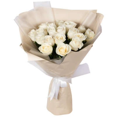 Букет «Эйфория» из 19 белых роз — символ чистой светлой любви Апатиты Мурманская область