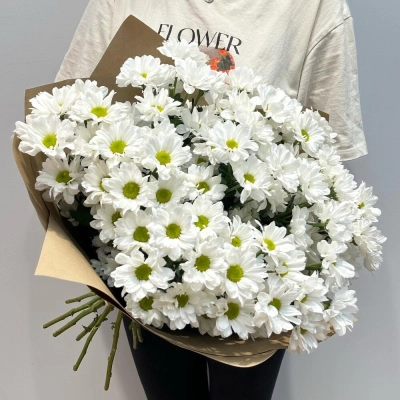 Букет «Летняя свежесть» – дыхание лета в белых хризантемах Апатиты Мурманская область